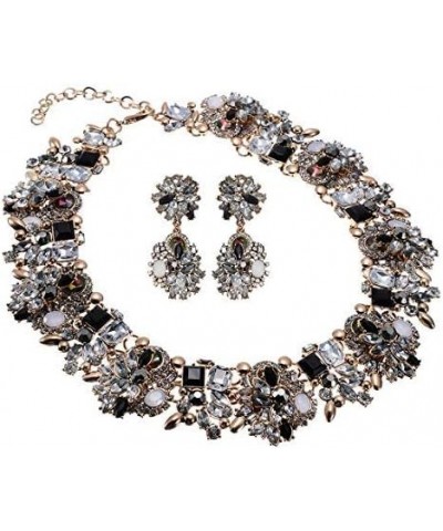 Vintage Crystal Rhinestone Statement Choker Bib Statement Necklace Earring Fashion Costume Jewelry Set for Women Black02 $14....