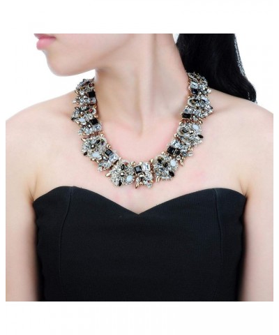 Vintage Crystal Rhinestone Statement Choker Bib Statement Necklace Earring Fashion Costume Jewelry Set for Women Black02 $14....