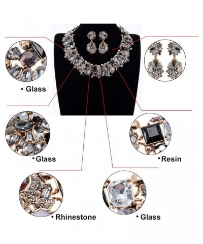 Vintage Crystal Rhinestone Statement Choker Bib Statement Necklace Earring Fashion Costume Jewelry Set for Women Black02 $14....