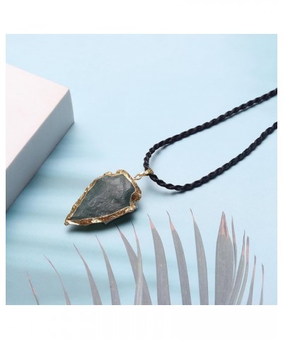 Natural Stone Crystal Necklace Pendant Gold Electroplated Arrowheads Healing Crystal Stone Necklace Reiki Chakra Pendent For ...