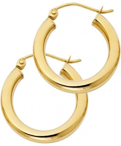 14K Yellow Or White Gold Earrings 3mm Plain Hoop 19.0 Millimeters Yellow Gold $106.19 Earrings