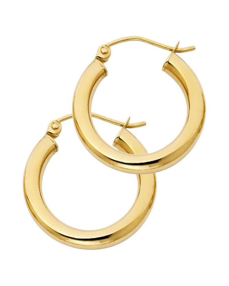 14K Yellow Or White Gold Earrings 3mm Plain Hoop 19.0 Millimeters Yellow Gold $106.19 Earrings