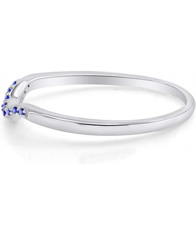 Round Cut Simulated Blue Sapphire Curved Wedding Band Ring in 14k Gold Over Sterling Silver white-gold-plated-silver $21.07 B...