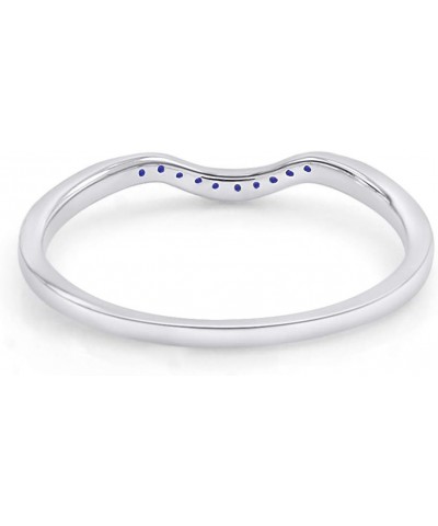 Round Cut Simulated Blue Sapphire Curved Wedding Band Ring in 14k Gold Over Sterling Silver white-gold-plated-silver $21.07 B...