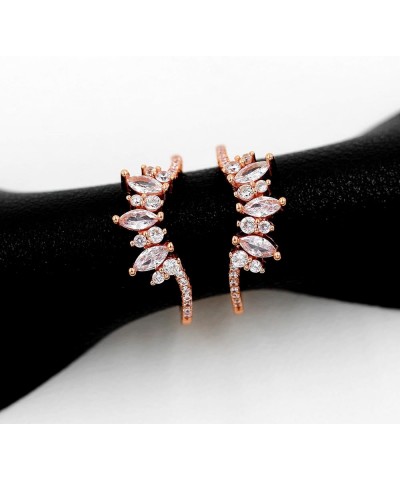 Women's 925 Sterling Silver Marquise Cut CZ Crown Wedding Ring Guard Enhancer 2pcs Stack Rings Set Y1025 Rose Gold $12.53 Rings