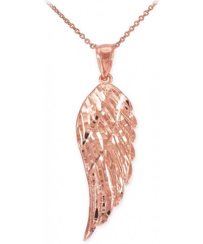 10K Rose Gold Dangling Angel Wing Pendant Necklace Sizes (S-L) with Rolo Chain - Your Choice of Chain Lengths 20.0 Inches 2.3...