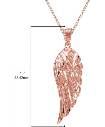 10K Rose Gold Dangling Angel Wing Pendant Necklace Sizes (S-L) with Rolo Chain - Your Choice of Chain Lengths 20.0 Inches 2.3...