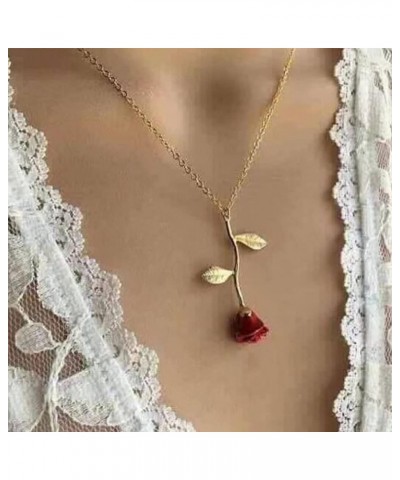 Rose Flower Bracelet for Women Red Rose Chain Bracelet Charm Romantic Flower Bracelet Link Fashion Valentine's Day Lover Coup...