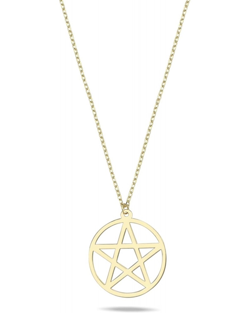 14K Solid Gold Pentagram Necklace, Star Pentacle Pendant, Minimalist Jewelry 14K Solid Gold and Gold Plated Options, Gift for...