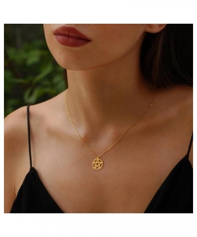 14K Solid Gold Pentagram Necklace, Star Pentacle Pendant, Minimalist Jewelry 14K Solid Gold and Gold Plated Options, Gift for...