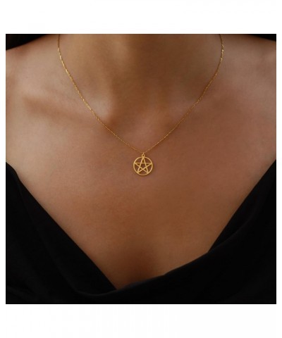 14K Solid Gold Pentagram Necklace, Star Pentacle Pendant, Minimalist Jewelry 14K Solid Gold and Gold Plated Options, Gift for...