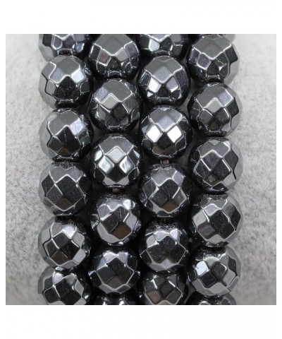 Gem Semi Precious Gemstones 10mm Round Beads Crystal Stretch Bracelets 7.2 Inch Unisex Faceted Black Hematite $11.85 Bracelets