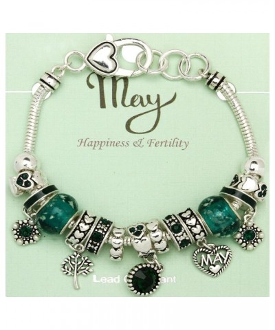 Birthstone Bracelet Multi-Color Charm Beads Silvertone 05-May $10.12 Bracelets