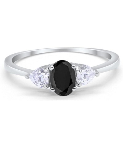 3-Stone Fashion Promise Ring Oval Heart Cubic Zirconia 925 Sterling Silver Choose Color Simulated Black CZ $14.74 Others