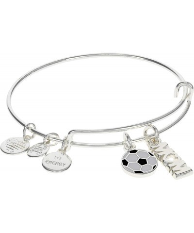 A21EBSMSS,Soccer Mom Duo Charm Expandable Bangle Bracelet,Shiny Silver,Black,Bracelet $16.40 Bracelets