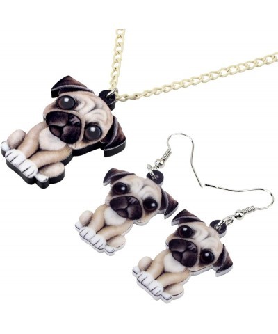 Acrylic Dog Jewelry Sets Cute Pet Dog Gifts for Women Girls Dog Lovers Beige Pug $11.20 Jewelry Sets