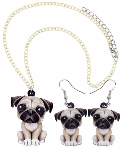 Acrylic Dog Jewelry Sets Cute Pet Dog Gifts for Women Girls Dog Lovers Beige Pug $11.20 Jewelry Sets