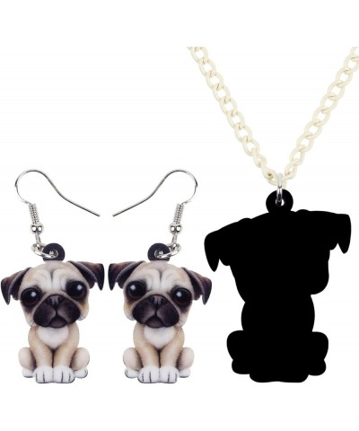 Acrylic Dog Jewelry Sets Cute Pet Dog Gifts for Women Girls Dog Lovers Beige Pug $11.20 Jewelry Sets