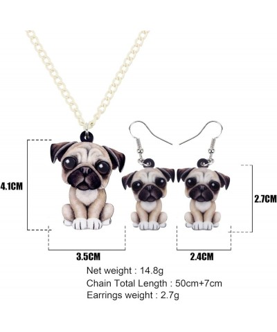 Acrylic Dog Jewelry Sets Cute Pet Dog Gifts for Women Girls Dog Lovers Beige Pug $11.20 Jewelry Sets