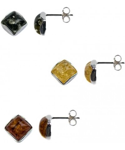 Multicolor Amber Square Stud Earrings Set $22.80 Earrings