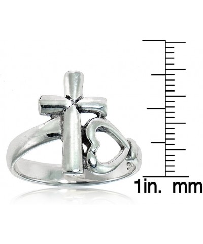 925 Sterling Silver Cross and Sideways Open Heart Statement Fashion Christian Spiritual Ring for Women Men Teen Girls $14.70 ...