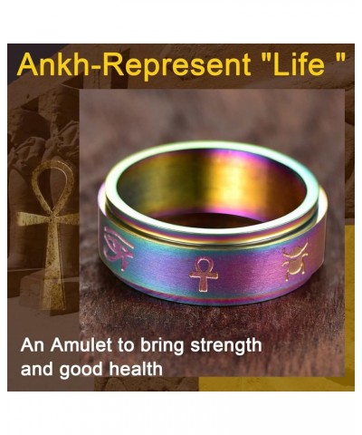 Can Engrave Men/Women Ankh Cross Rings, Egyptian Jewelry Mythology Ring, Stainless Steel/Gold Plated/Black-Send Gift Box Z-En...