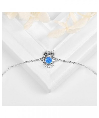 Owl Gifts Dainty Owl Bracelets for Women 925 Sterling Silver Charm Opal Owl Jewelry Gifts for Women Girls A01-Blue Opal $23.3...