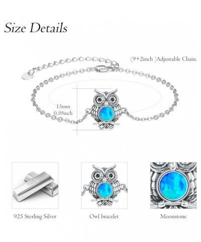 Owl Gifts Dainty Owl Bracelets for Women 925 Sterling Silver Charm Opal Owl Jewelry Gifts for Women Girls A01-Blue Opal $23.3...