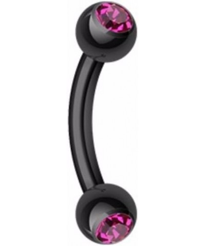 Colorline PVD WildKlass Double Gem Ball Curved Barbell Eyebrow Ring 16 GA, 10mm, 3mm ball size, Black/Fuchsia $8.79 Body Jewelry