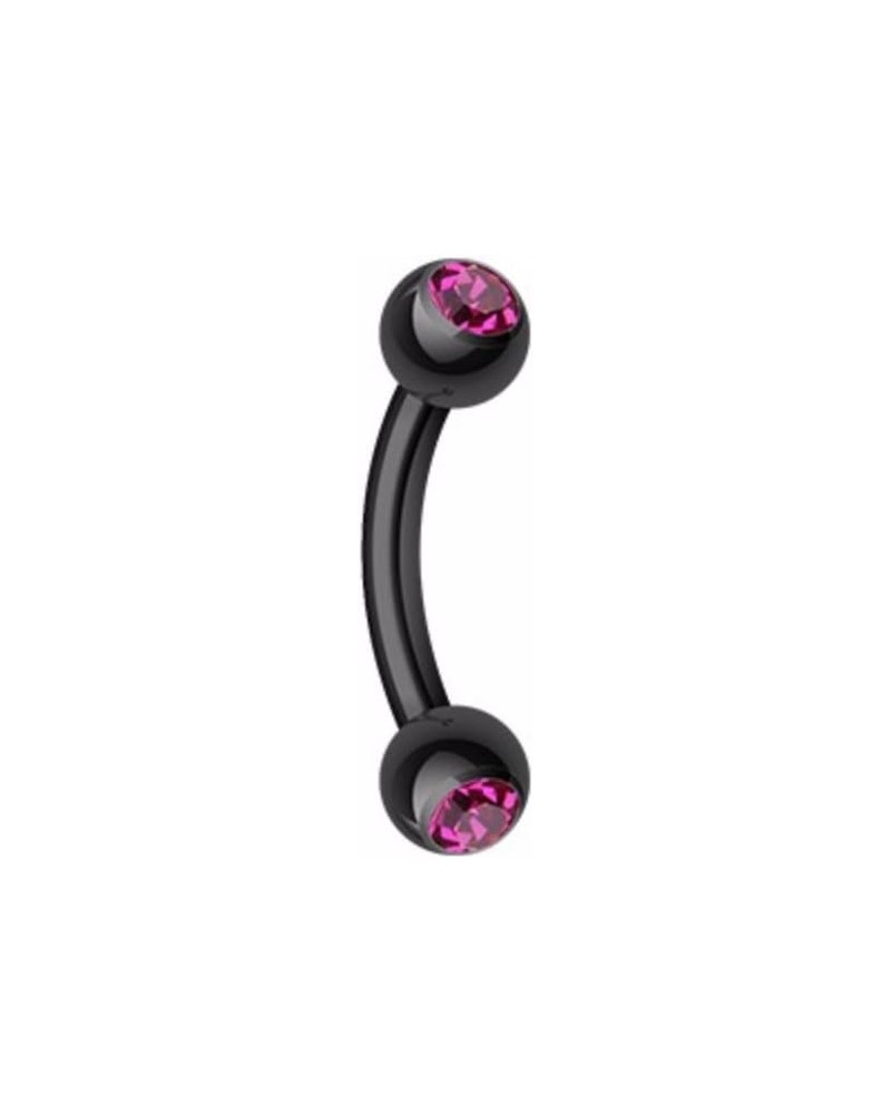 Colorline PVD WildKlass Double Gem Ball Curved Barbell Eyebrow Ring 16 GA, 10mm, 3mm ball size, Black/Fuchsia $8.79 Body Jewelry