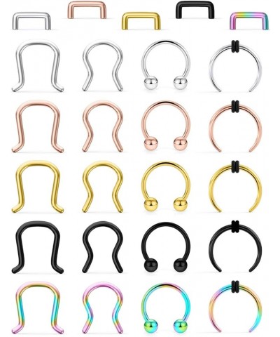 25Pcs Septum Piercing Jewelry 316L Surgical Steel 3/8"(10mm) U-Shaped Horseshoe Nose Hoop Ring Septum Piercing Hanger Retaine...