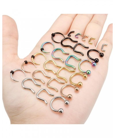 25Pcs Septum Piercing Jewelry 316L Surgical Steel 3/8"(10mm) U-Shaped Horseshoe Nose Hoop Ring Septum Piercing Hanger Retaine...