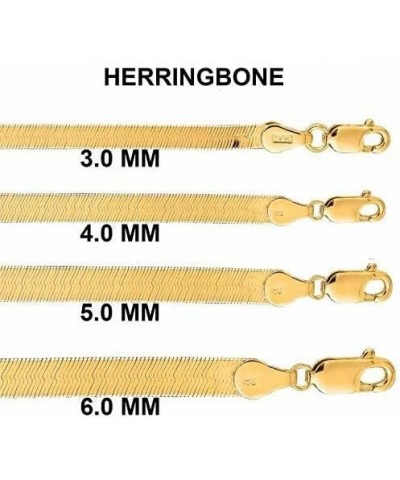 14K SOLID Yellow Gold 3mm or 4mm or 5mm or 6mm Shiny Imperial Herringbone Chain Necklace or Bracelet for Pendants and Charms ...