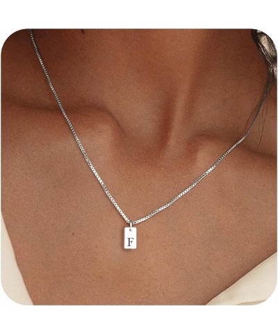 Initial Necklaces for Women Silver Plated Letter Necklace Dainty Silver Name Necklace Personalized Initial Tag Pendant Neckla...