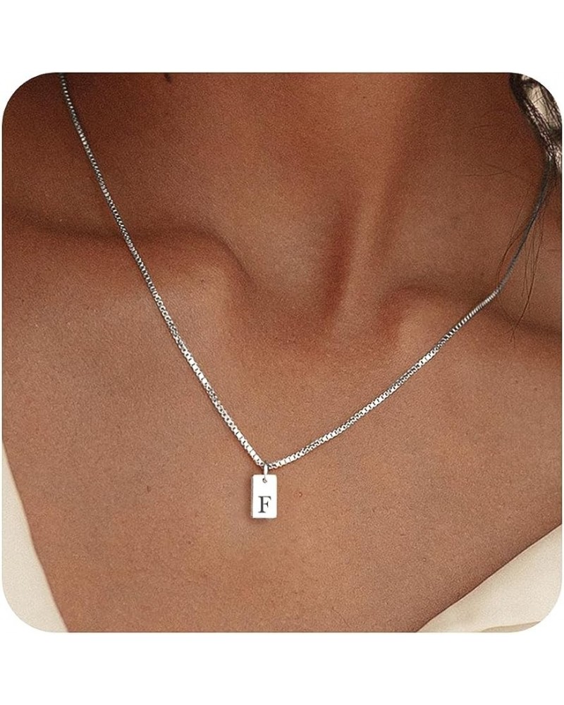 Initial Necklaces for Women Silver Plated Letter Necklace Dainty Silver Name Necklace Personalized Initial Tag Pendant Neckla...