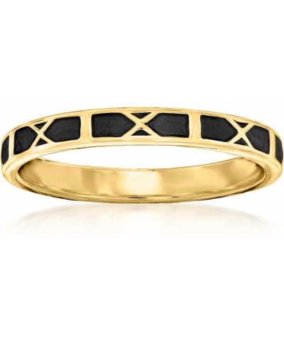 Black Enamel X-Pattern Ring in 18kt Gold Over Sterling $27.00 Rings