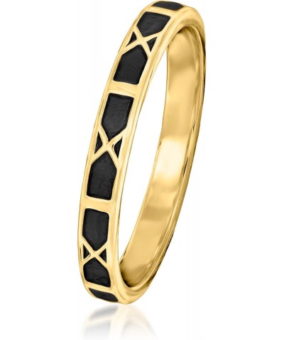 Black Enamel X-Pattern Ring in 18kt Gold Over Sterling $27.00 Rings