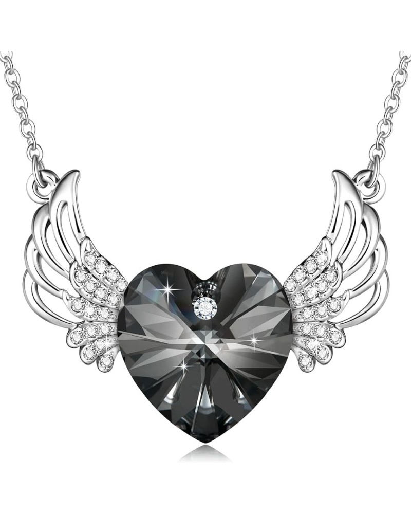 Angel Wing Heart Crystals Necklace for Women Girl Guardian Angel Pendant with Dainty Jewelry Box Mothers Christmas Gifts O_Si...