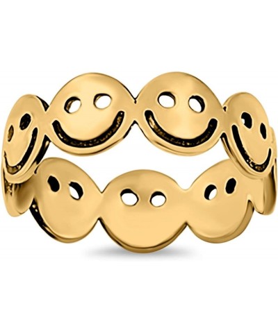 Celtic Smiley Face Plain Oxidized Band Statement Fashion Thumb Ring 925 Sterling Silver Yellow Tone, Sterling Silver $12.22 R...