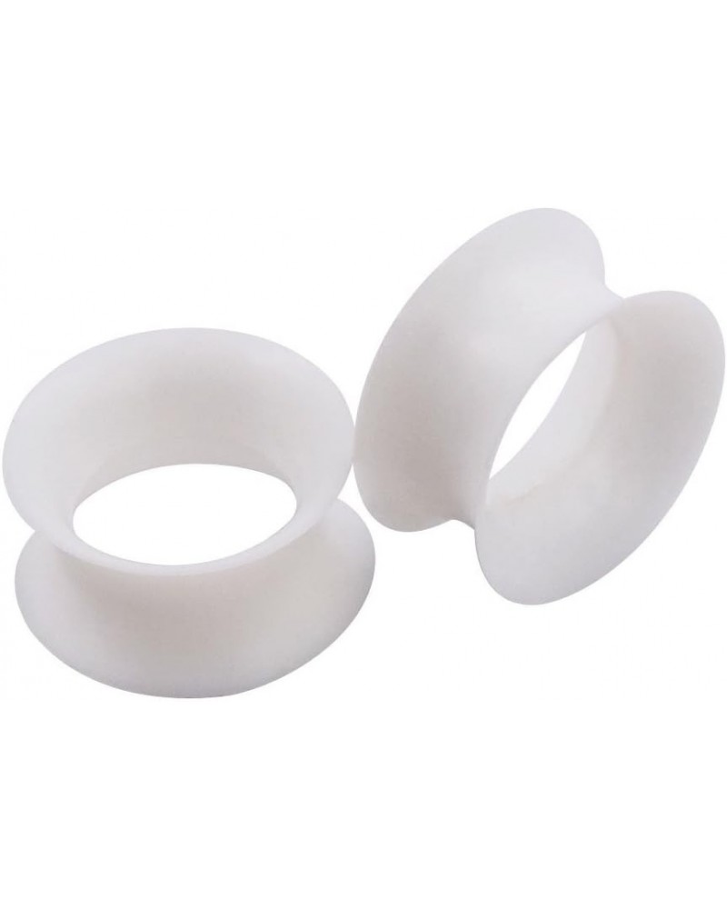 2 PC Extra Soft Silicone Flexible Ear Skin Tunnels Plugs Expanders Gauges Hollow Body Piercing 8G-25mm White 0g(8mm) $6.75 Bo...