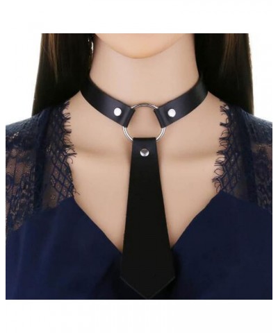 2PCS Leather Choker Buckle Choker Punk Collar Adult Collars for Women goth choker Tie Punk $8.94 Necklaces