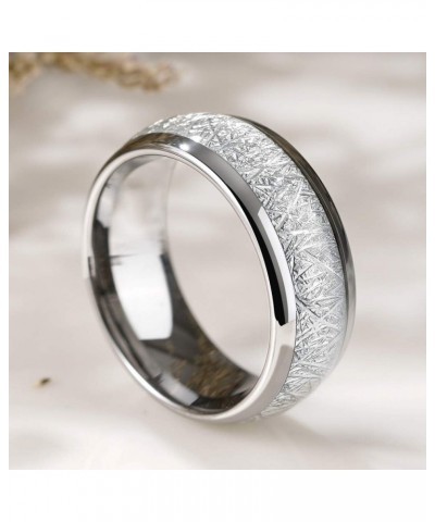 4mm 6mm 8mm Tungsten Wedding Ring Imitated Meteorite Silver Polished Band Custom Silver 8mm $15.59 Rings