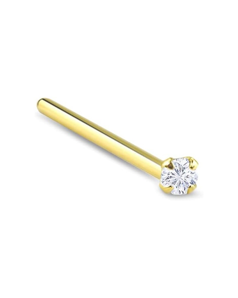 Gold-Tone 316L Surgical Steel Nose Stud Ring Clear CZ Prong Choose Your Size, Style & Gauge 2mm-18G-15mm-Straight $9.50 Body ...