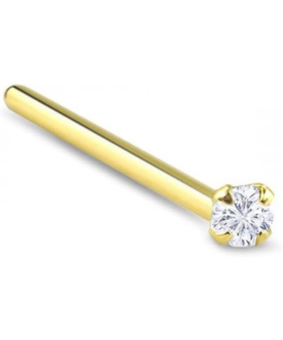 Gold-Tone 316L Surgical Steel Nose Stud Ring Clear CZ Prong Choose Your Size, Style & Gauge 2mm-18G-15mm-Straight $9.50 Body ...