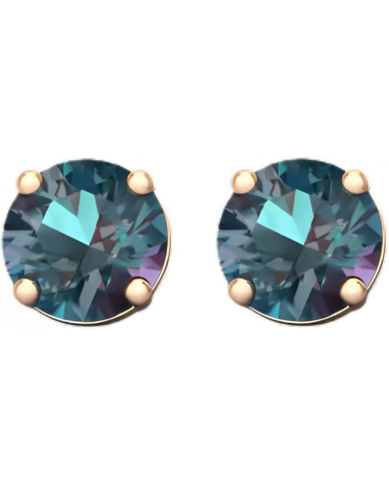 24k Rose Gold Plated 2 Cttw Round Stud Earrings Alexandrite $6.75 Earrings