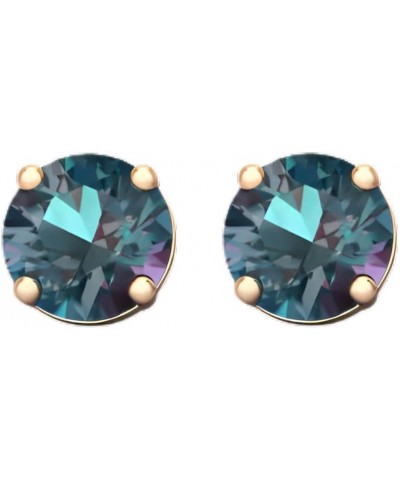 24k Rose Gold Plated 2 Cttw Round Stud Earrings Alexandrite $6.75 Earrings