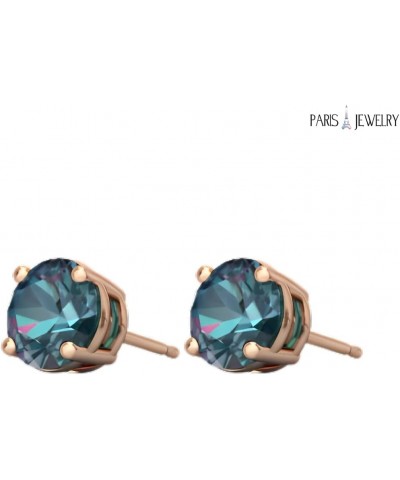 24k Rose Gold Plated 2 Cttw Round Stud Earrings Alexandrite $6.75 Earrings