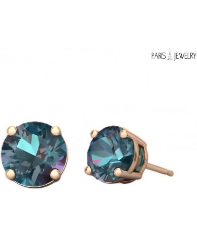 24k Rose Gold Plated 2 Cttw Round Stud Earrings Alexandrite $6.75 Earrings