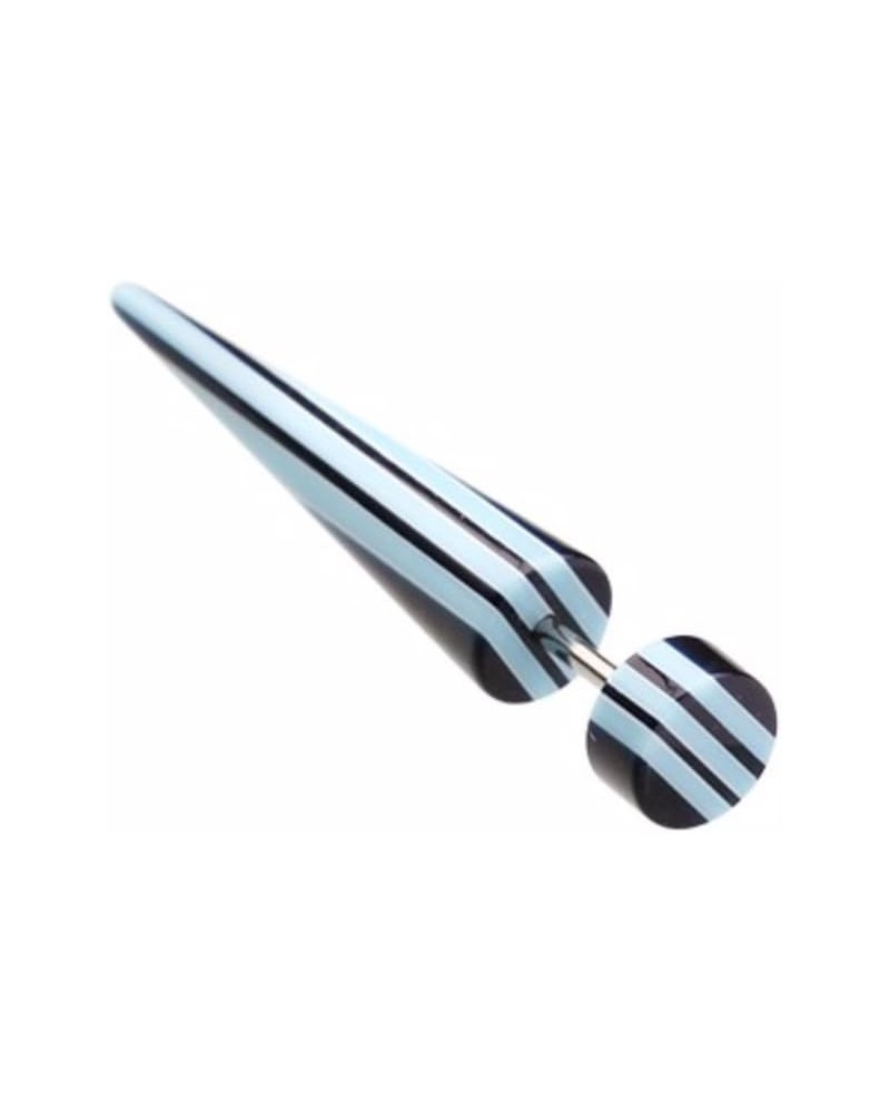 Multi Stripe Acrylic WildKlass Fake Tapers (Sold as Pair) 18 GA, 6mm, 6mm ball size, Black/Light Blue $8.47 Body Jewelry