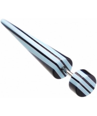 Multi Stripe Acrylic WildKlass Fake Tapers (Sold as Pair) 18 GA, 6mm, 6mm ball size, Black/Light Blue $8.47 Body Jewelry